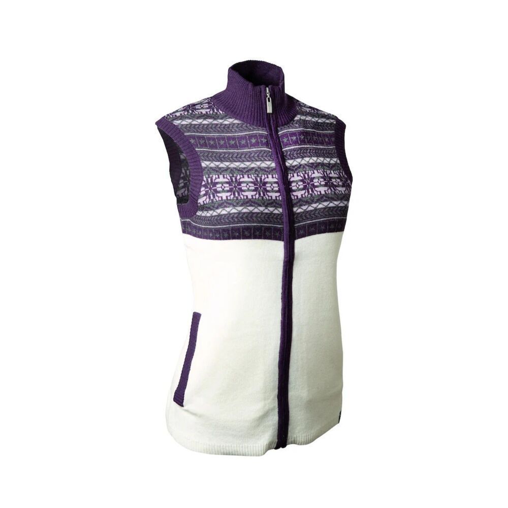 NEVE Sweater Womens Small Cream Luna Vest‎ Wool Zip Fair Isle Cardigan Cabincore